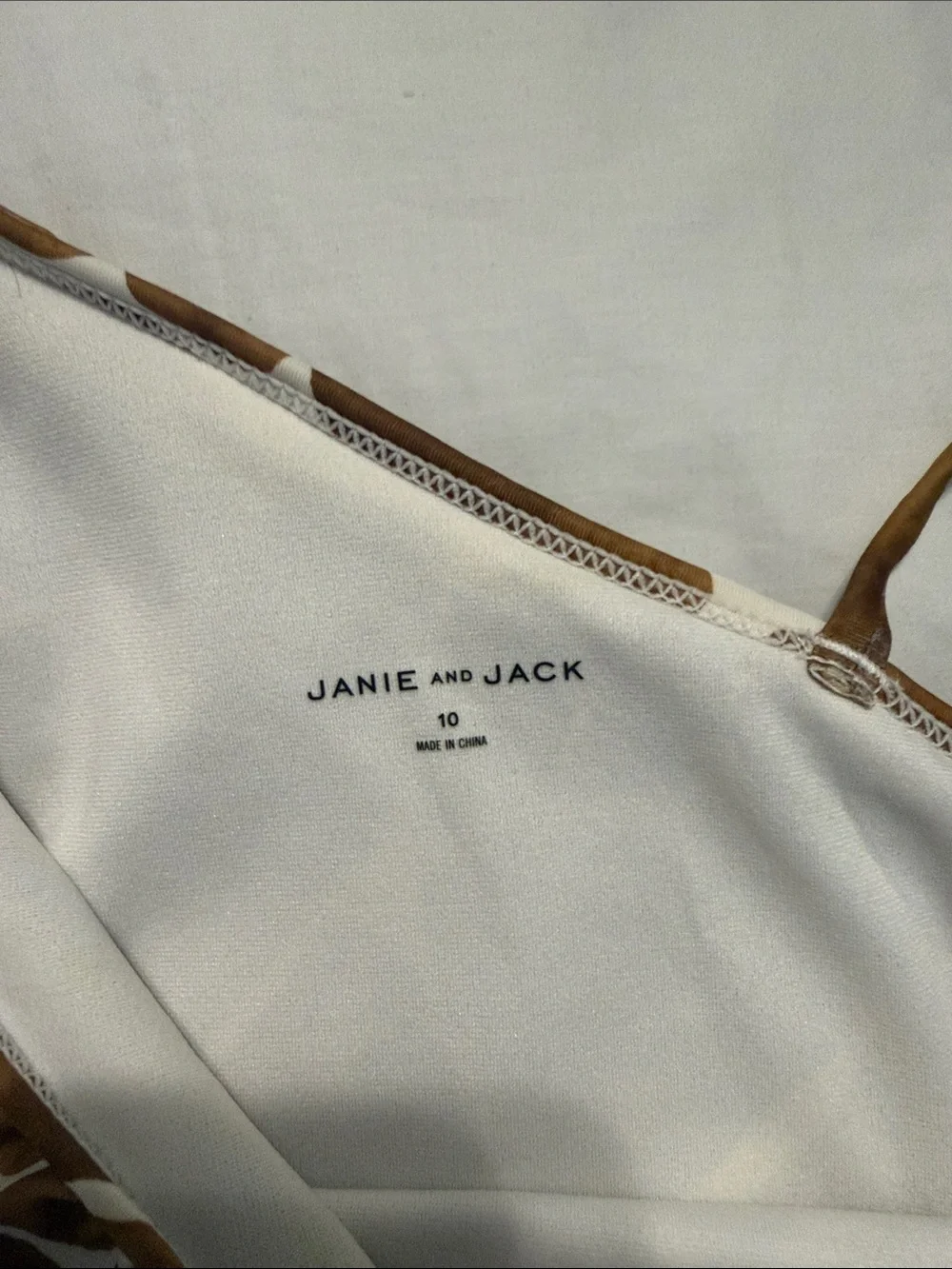 Janie and Jack Brown and White Giraffe Print One-Piece Swimsuit